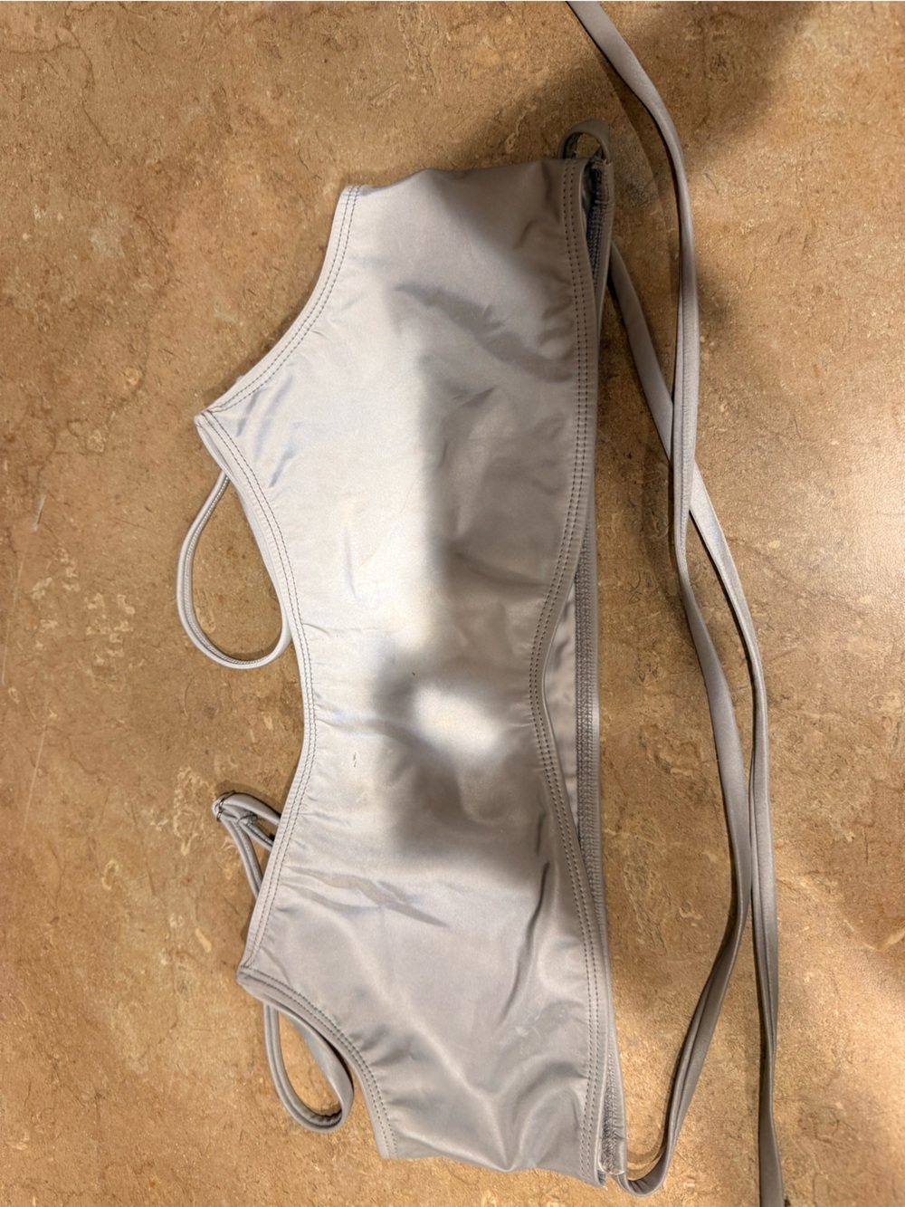 rave Light Gray Crop Bikini Top